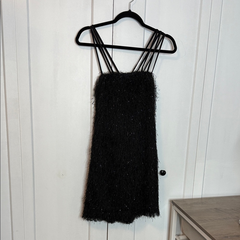 Bailey 44 | Fringe Soft Black Strappy Mini Dress - Small
